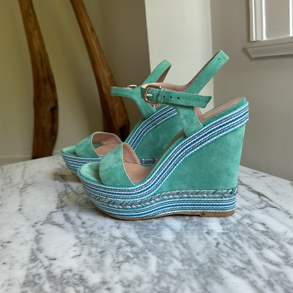 Stuart Weitzman Turquoise wedges brand new size 39 - Picture 6 of 7